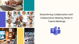 banner with people working on Microsoft Teams within a business